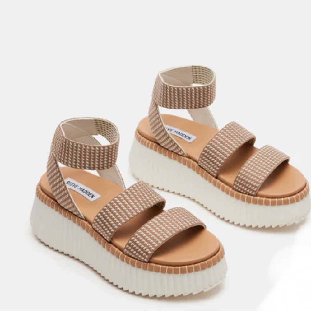 Steve Madden SHELLE TAUPE MULTI strappy sporty platforms size 10 new